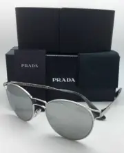 New PRADA Sunglasses SPR 62S 1BC-2B0 53-19 140 Silver Frame w/Grey+Silver Mirror