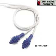 (10 PAIR) HOWARD LEIGHT DPAS-30W AIRSOFT REUSABLE EAR PLUGS W/ WHITE CLOTH CORD