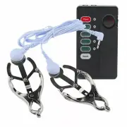 Electro E-Stim Host Power Pulse Shocking Metal 2 Nipple Therapy Device Set BDSM+