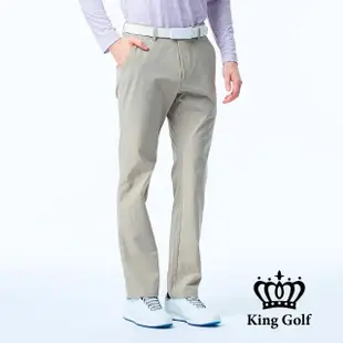 【KING GOLF】門市新品-男款合身彈力KING刺繡休閒高爾夫球長褲(卡其)