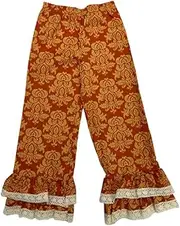 [Star Vixen] Girls' Elastic Waist Ruffle Bottom Pants with Crochet Lace Trim
