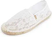 [Kentti] Women's Breathable Mesh Flat Lace Espadrilles, White, 8 AU