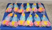 12 Pre-Made Easter Goodie Bags - Egg, Mochie, Pop-It & Reflector Pendant Inside