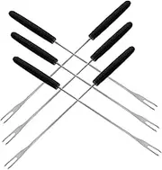 FONDOTIN 6pcs Stainless Steel Fondue Fork with Ergonomic Handle for Cheese Chocolate and Dessert Dipping Elegant Design Dishwasher Safe for BBQ Fruit and Marshmallow Treats
