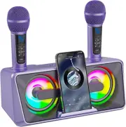 Karaoke Machine for Adults and Kids with 2 UHF Wireless Microphones,Portable Blu