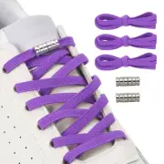 No Tie Shoelaces Elastic Shoe Laces 3Pcs with 2 Metal Buckles, Purple