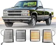 USR 94-99 GMT400 Front Side Marker Light – Parking Corner Lamp 4pc (Left + Right) Set - Compatible with 1994-1999 Chevrolet Chevy C/K 1500, 2500 PickUp/Suburban All Models (CLEAR LENS w/AMBER LED)