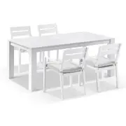 Santorini 6 Seater Outdoor Rectangle Aluminium Dining Table and Chairs Setting - Outdoor Aluminium Dining Settings