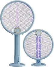 Electric Fly Swatter Racket, Portable Electric Mosquito Swatter, 2 in 1 Bug Zapper Racket with LED, Fly Killer and Mosquito Trap Lamp, USB Rechargeable Trap for Home Backyard Patio Camping (Blue)