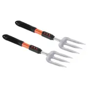 15.7" 3 Tines Hand Gardening Fork, 2Pcs High Carbon Steel Pitch Fork, Silver