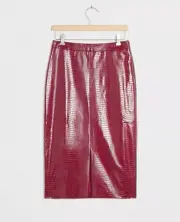 XS-M *NWT Anthropologie Sunday in Brooklyn Wine Maxine Faux Leather Pencil Skirt