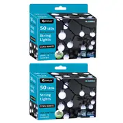 2x Sansai 50 LED Battery Globe Decorative/Christmas String Lights Cool White