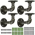 4X Pipe Shelf Brackets Rustic Industrial Wall Floating Shelves Tube Rack Holder