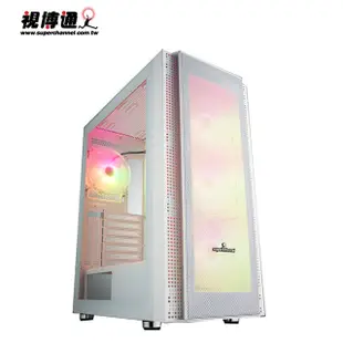 視博通 Superchannel SW300(W) 白 12cm ARGB 風扇x4 TYPE-C 直立顯卡 E-ATX 電腦機殼