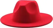 [Generic] Classical Felt Hats Unisex Wide Brim Fedora Hats Solid Caps Mens Womens Wedding Church Jazz Hats 1 59-61CM, 1, One Size, 1, One Size