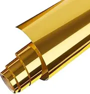 Gatichetta Heat Transfer Vinyl Roll, Metallic Foil Gold Iron On Vinyl 12" X 6ft Chrome HTV Vinyl for Garments