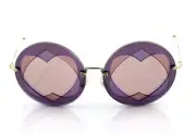 RARE NEW Genuine MIU MIU Lilac Pink Heart Round Sunglasses SMU 01S VA1-4M2 01SS