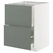 METOD / MAXIMERA base cb 2 fronts/2 high drawers, white/Nickebo matt grey-green, 60x60x80 cm