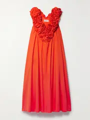 [MARA HOFFMAN] MARA HOFFMAN - + Net Sustain Bindi Ruffled Organic Cotton-sateen Maxi Dress - Tomato red - xx small xx small Red