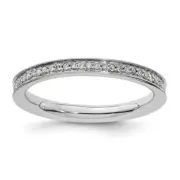 Sterling Silver Stackable & Diamonds Ring Size 10 2.15gm Gift for Mother