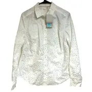 NWT Boden The Classic Shirt Top Blouse Metallic Polka Dot Glam Sparkle Size 10US