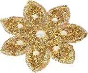 GLSTOY Bridal Rhinestone Flower Applique Patch Sparkly Iron Decoration for Wedding Costumes DIY Projects Durable Floral Design