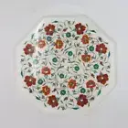 Side Table Top Marble Floral Malachite with Carnelian Inlaid Marquetry Art Decor