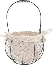 CTIRCHIU 1pc Retro Wire Flower Basket Wicker Picnic Basket Wicker Basket Garden Vintage Multifunctional Basket Decoration Small Basket Pot Country Decor Flower Container Linen