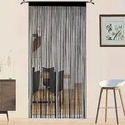 QiBoYuYe Door Curtains Fly Screen Curtain For Window String Flies Doors Decorations Room Dividers Doorways Panel Bedroom Living Closet Door Drapes (Black 90x200cm)