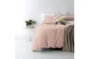 Park Avenue Queen Bed Quilt Cover Set 100% Cotton European Vintage Washed Blush
