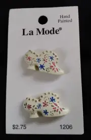 Vintage La Mode Victorian Shoe Shank Buttons 1/2" Set of 2 on Hang Tag NEW