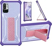 Case for Xiaomi Redmi Note 10 5g Phone Case Stand Cover [with 1*Tempered Glass Screen Protector] Hybrid Case [Folding Support Magnetic] [Frosted Anti-Fingerprint] Purple