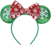 [BRTNUP] Christmas Headband Sparkly Bow Headband Christmas Costume Party Headbands Hairband Headwear Hair Band Accessories for Kids Adults