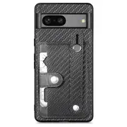 Card Slot Carbon Fiber Texture PU+TPU+PC Phone Case For Google Pixel 7a, with Card Knife