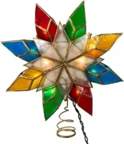 Kurt Adler 10-Light Multi-Color Capiz Star Tree Topper