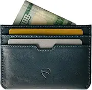 [Vaultskin] MOORGATE Slim Card Holder - Minimalist Leather Wallet, RFID Blocking Sleeve, Fits Front Pocket, for Men and Women (Midnight Navy)