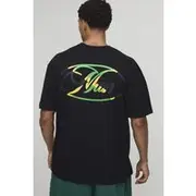 Mens Black Oversized Man Script Carnival T-Shirt