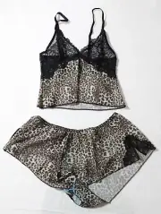 ASOS Design Womens Cami Lace Top And Shorts Set AC2 Leopard Print size 8 (U.S 4)