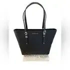 NWT MICHAEL Michael Kors Aria Large Black Leather Tote