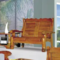 在飛比找momo購物網優惠-【obis】南洋檜木實木雙人椅