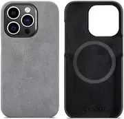 ZYSDDZ Alcantara Apple iPhone 14 Series Phone Case, Handmade Half Wrap Suede Fabric Case, Compatible with Wireless Charging (iPhone 14 Pro Max,Gray)