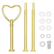 1 Set Cake Tray Stand Handle Plate Hardware Fitting, 3-Tiers Heart Gold