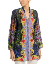 Johnny Was Tali Silk Mixed Print Tunic