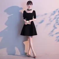 在飛比找ETMall東森購物網優惠-黑色小禮服宴會名媛短款洋裝