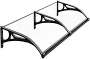 Window Awning with Aluminum Black Bracket Door Canopy Cover Outdoor Front Door Patio Canopy UV Rain Snow Sunlight Protection Solid Sheet(80''x32'', Black)