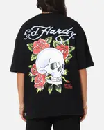 [ED HARDY] Ed Hardy Death & Bloom T-shirt Black - Size 3XL 3XL Black