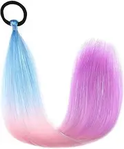 Crazy Hair Day, 20 inch Colored Hair Extensions For Kids Ponytail Extension, Colorful Tinsel Ponytail Festival Hair Extensions, Rave Hair, 1 Pack Wacky Hair Blue+Pink+Light Purple