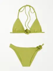 [Maygel Coronel] Maygel Coronel - Chipi Appliquéd Triangle Bikini - Green - Extended Extended Green