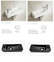 380*145*80mm matt black and gloss white SLIM WALL HUNG Basin Ideal for Caravan@Tinyhouse