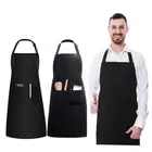 Polyester Cotton Kitchen Aprons Black Coffee House Uniform Woman Men